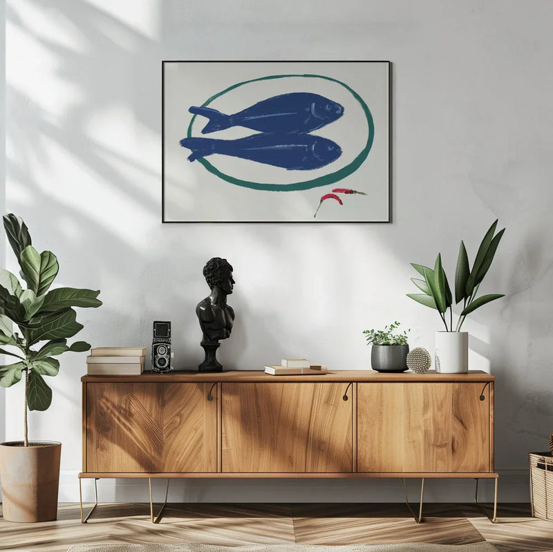 Blue Fish and Spice - Little Dean Framed Art | Home or Office Art