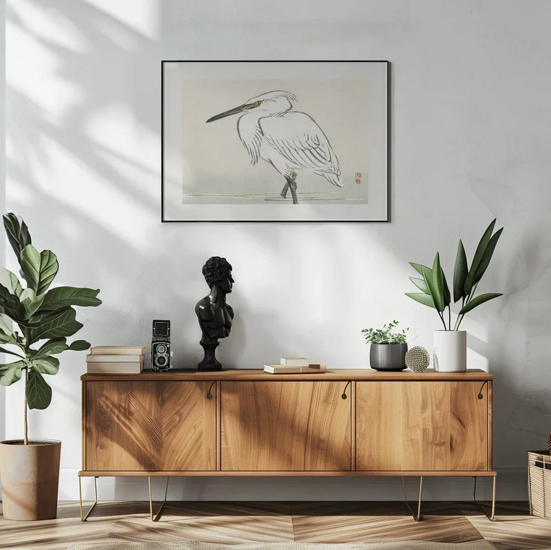 Snowy Egret - Kono Bairei Framed Art | Home or Office Art