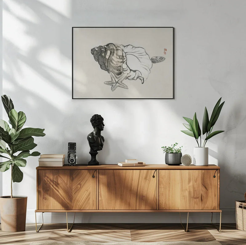 Star Fish and Conch - Kono Bairei Framed Art | Home or Office Art