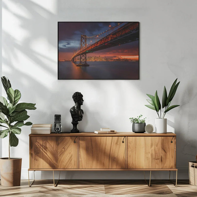 Bay Bridge at Night - Toby Harriman Framed Art | Home or Office Art