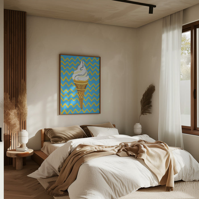 Ice Cream Blue Framed Art Modern Wall Decor