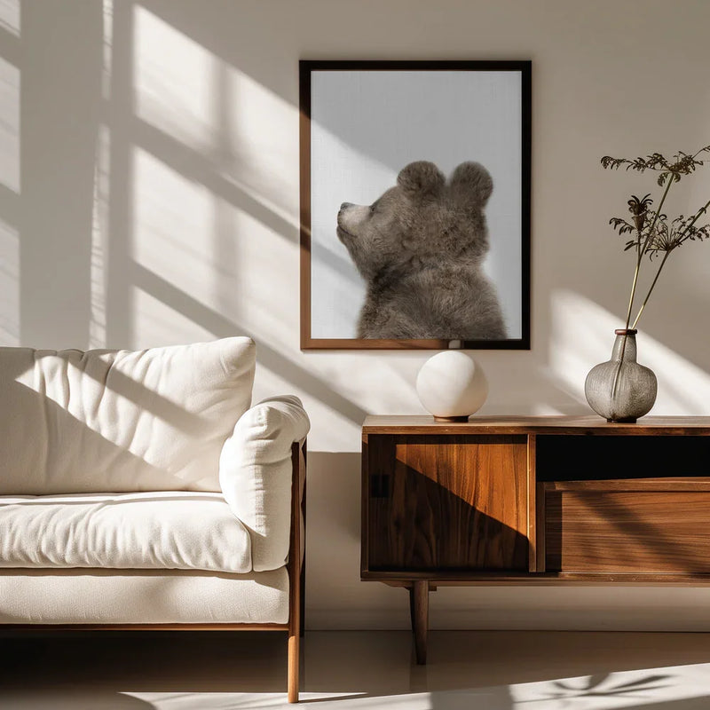 Peekaboo Baby Bear Back Framed Art Lola Peacock | Home or Office Art
