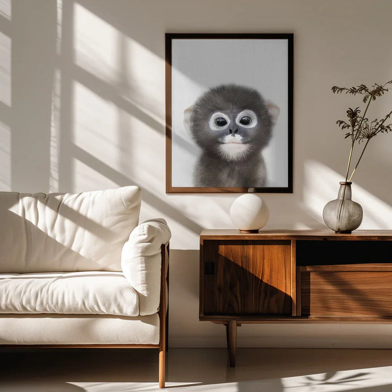 Peekaboo Baby Monkey Framed Art Lola Peacock | Home or Office Art