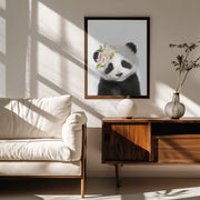 Floral Baby Panda Framed Art Lola Peacock | Home or Office Art