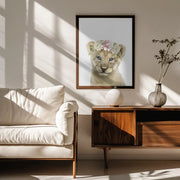 Floral Baby Lion Framed Art Lola Peacock | Home or Office Art