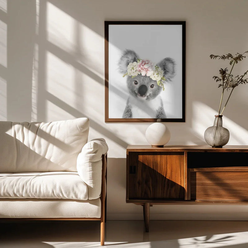Floral Baby Koala Framed Art Lola Peacock | Home or Office Art
