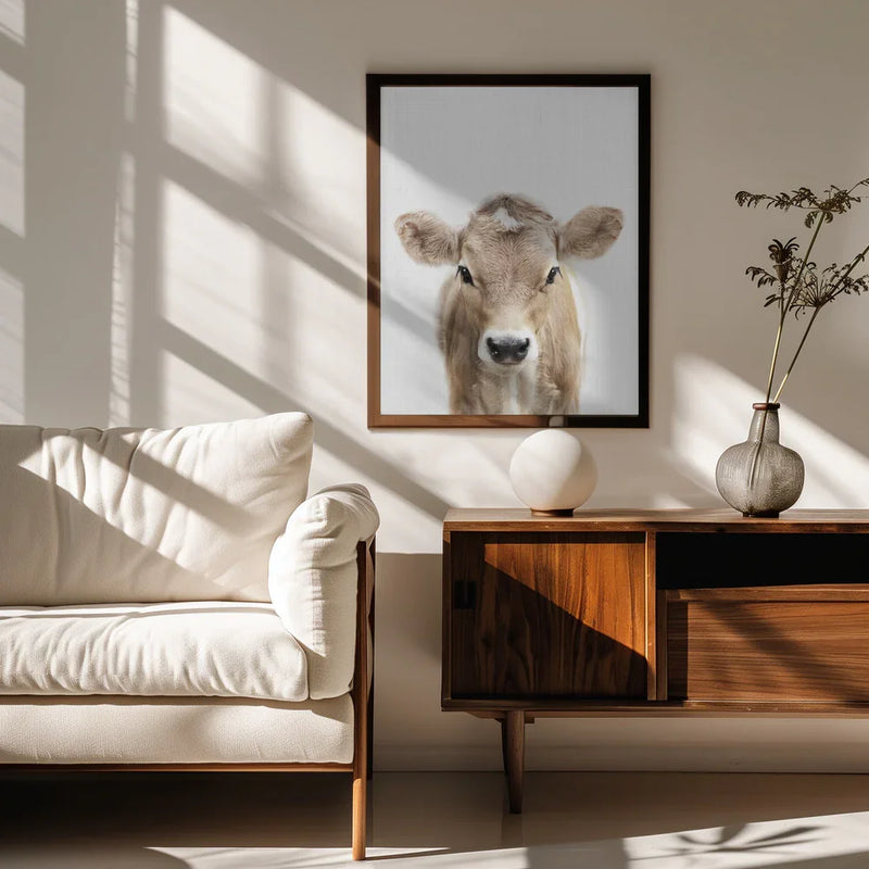 Peekaboo Baby Cow Framed Art Lola Peacock | Home or Office Art