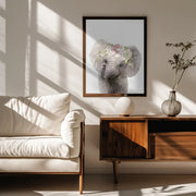 Floral Baby Elephant Framed Art Lola Peacock | Home or Office Art