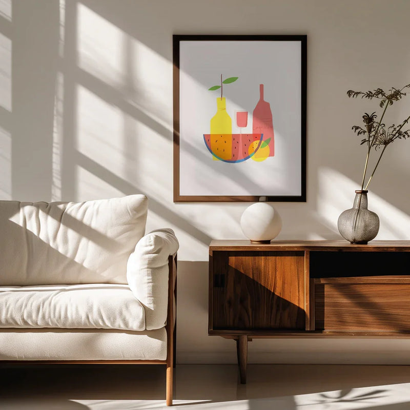 Still Life With Wine and Bottles - Little Dean Framed Art | Home or Office Art
