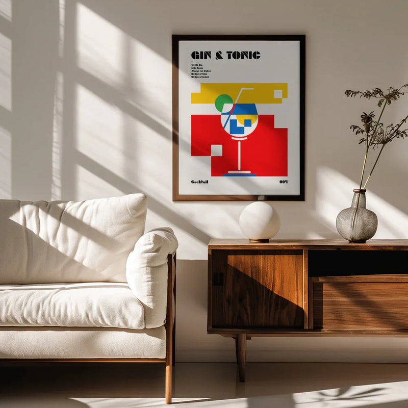 Gin &amp; Tonic Bauhaus Cocktail - Retrodrome Framed Art | Home or Office Art