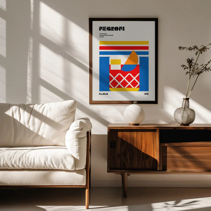 Negroni Bauhaus Cocktail - Retrodrome Framed Art | Home or Office Art