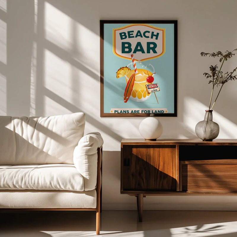 Beach Bar Summer Tropical Cocktail Bar Art - The Whiskey Ginger Framed Art | Home or Office Art