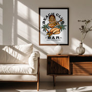 Beach Club Bar. Sailor Jerry Style Pin-up Girl Playing Guitar - The Whiskey Ginger Framed Art | Home or Office Art