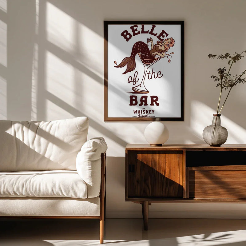Belle Of The Bar Mermaid Pin Up Art - The Whiskey Ginger Framed Art | Home or Office Art