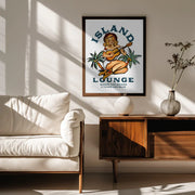 Island Lounge Tropical Pin Up Girl Playing Guitar - The Whiskey Ginger Framed Art | Home or Office Art