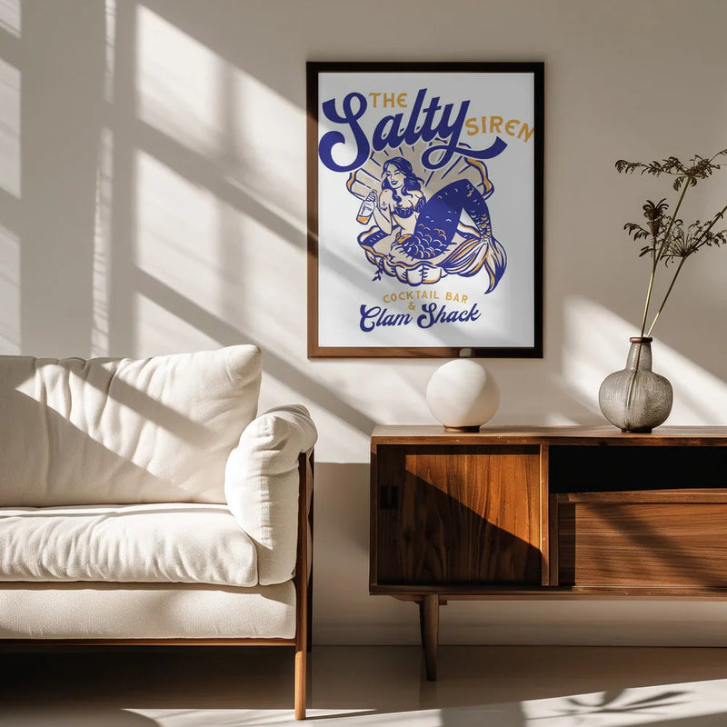 Salty Siren Cocktail Bar &amp; Clam Shack Mermaid - The Whiskey Ginger Framed Art | Home or Office Art