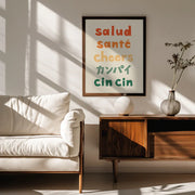 Cheers Typography - Salud Santé Cheers Kanpai Cin cin - Rio Soléy Framed Art | Home or Office Art