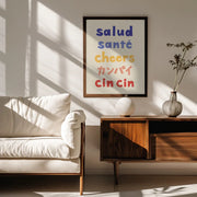 Cheers Typography - Salud Santé Cheers Kanpai Cin cin - Rio Soléy Framed Art | Home or Office Art