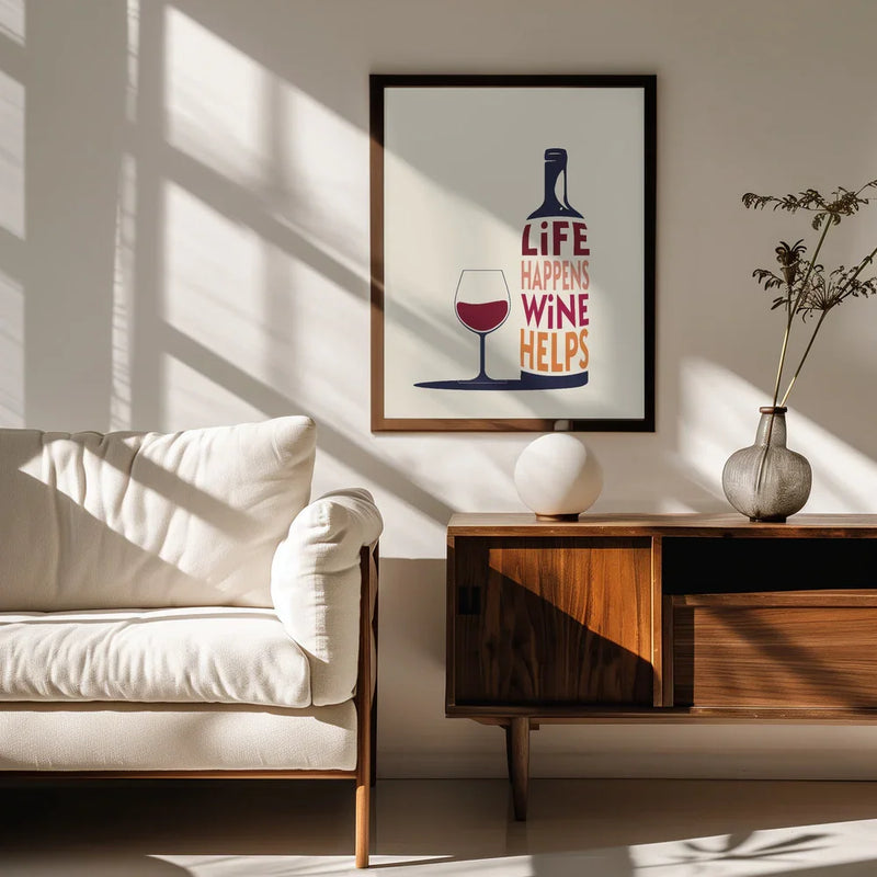 Life Happens, Wine Helps - Wine Quote - Rio Soléy Framed Art | Home or Office Art