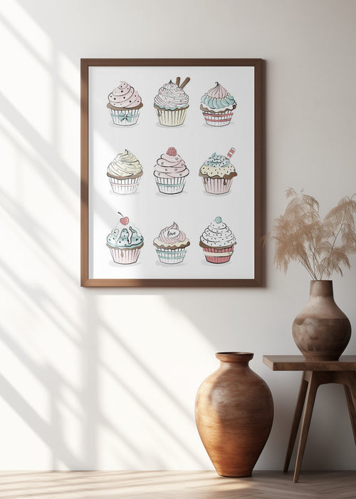 Cupcakes Framed Art Modern Wall Decor