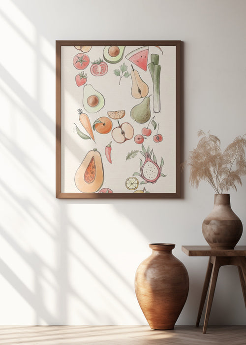 Tropical Vegetable illustration Framed Art Modern Wall Decor