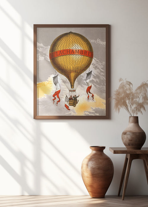 Balloon Labeled With Two Men Riding In the Basket 1880 Framed Art Modern Wall Decor
