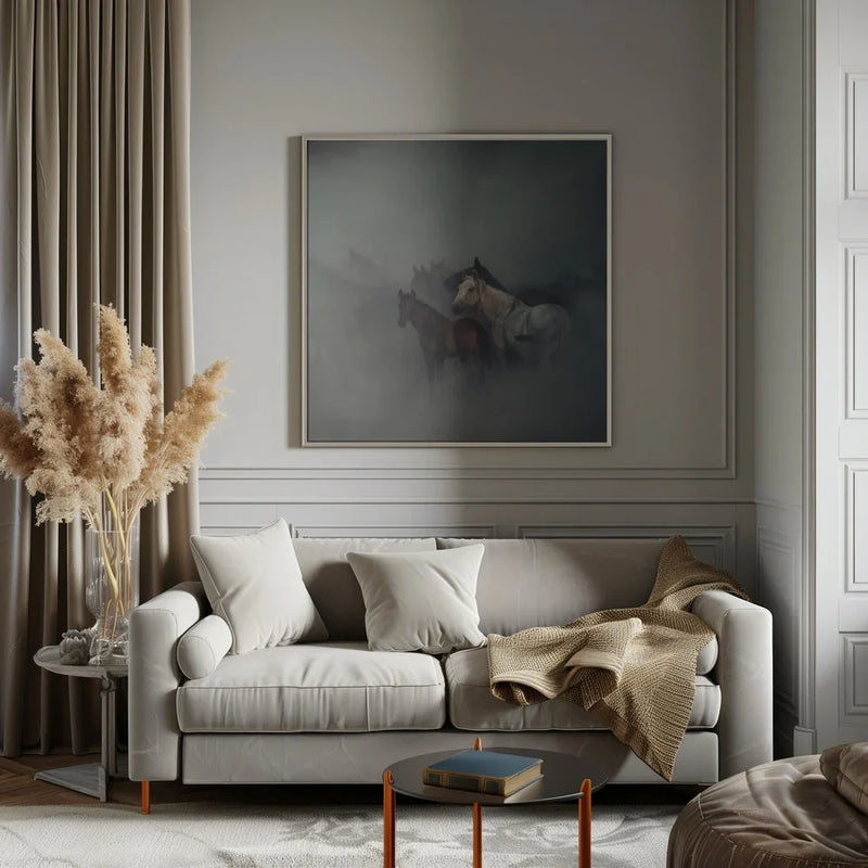 The lost horses Square Canvas Art  Hüseyin Taşkın 