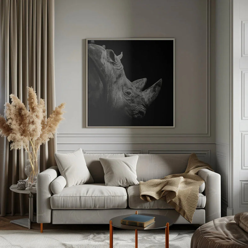 Rhino by Christian Meermann Square Canvas Print Art for Modern Home Decor. Decorate your office or living room with canvas artwork