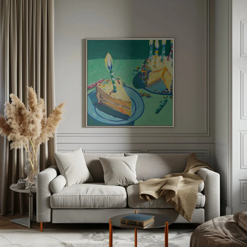 Birthday Cake by Key and Sea Creative Square Canvas Print Art for Modern Home Decor. Decorate your office or living room with canvas artwork