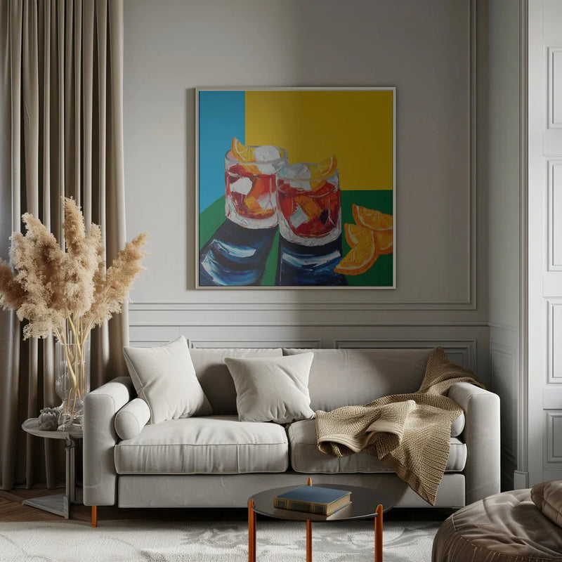 Negronis No2 by Alice Straker Square Canvas Print Art for Modern Home Decor. Decorate your office or living room with canvas artwork