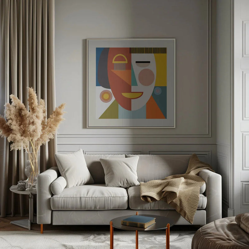 Faces Stripes Minimal Kopie by Ana Rut Bre Square Canvas Print Art for Modern Home Decor. Decorate your office or living room with canvas artwork