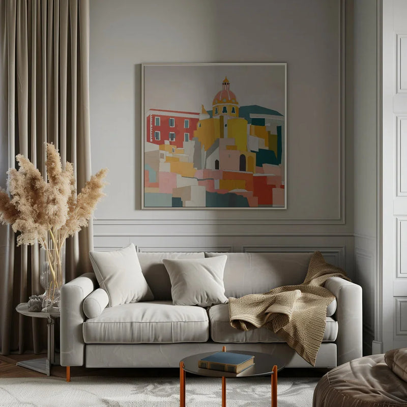 Procida Italy Kopie by Ana Rut Bre Square Canvas Print Art for Modern Home Decor. Decorate your office or living room with canvas artwork