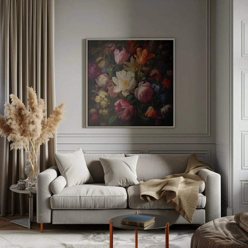 Fa Vintage Floral 57 by Bilge Paksoylu Square Canvas Print Art for Modern Home Decor. Decorate your office or living room with canvas artwork