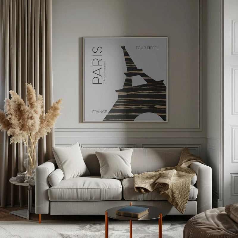 Urban Art PARIS Eiffel Tower by Melanie Viola Square Canvas Print Art for Modern Home Decor. Decorate your office or living room with canvas artwork