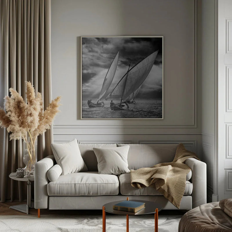 Sailboats and Light by Angel Villalba Square Canvas Print Art for Modern Home Decor. Decorate your office or living room with canvas artwork