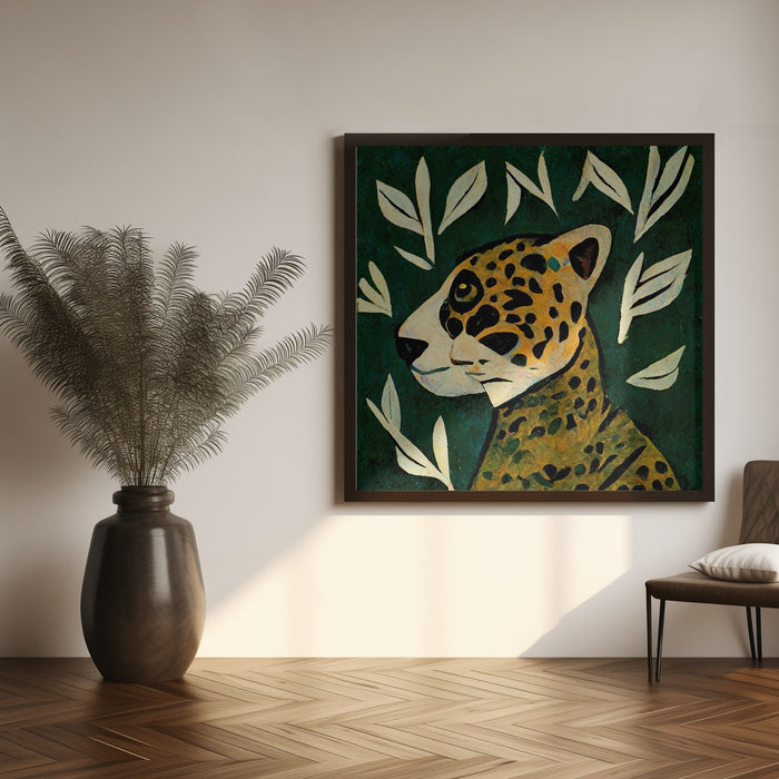 Tiger In Profile Square Canvas Art Print