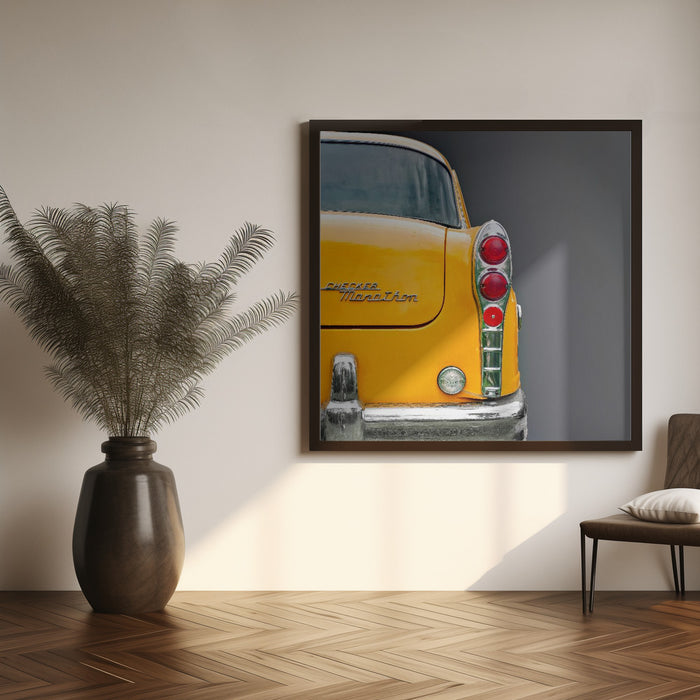The Yellow Cab Square Poster Art Print by Roland Weber