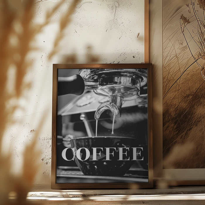 Coffee Text Framed Art Modern Wall Decor