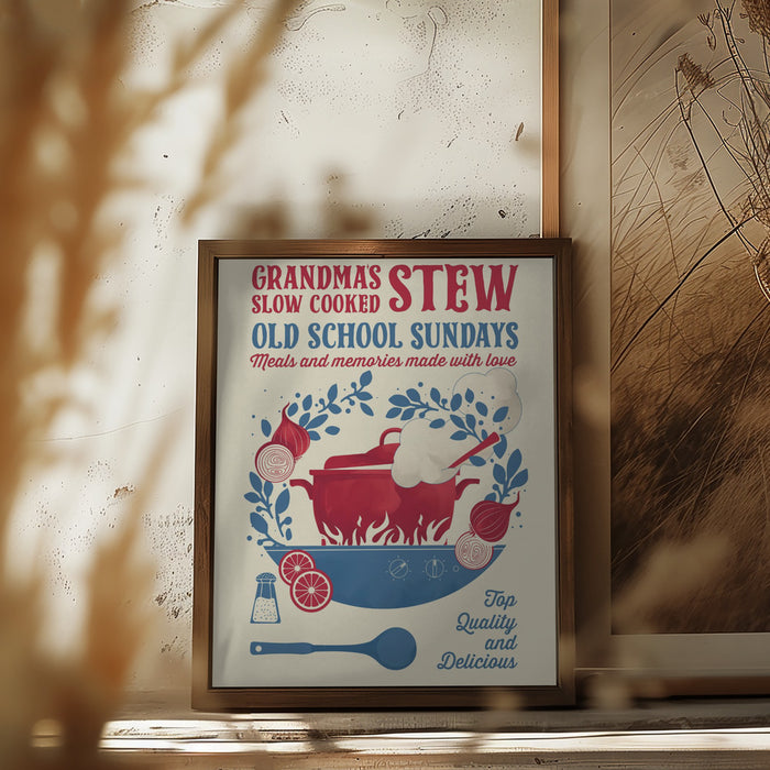 Grandmas Stew kitchen print Framed Art Modern Wall Decor