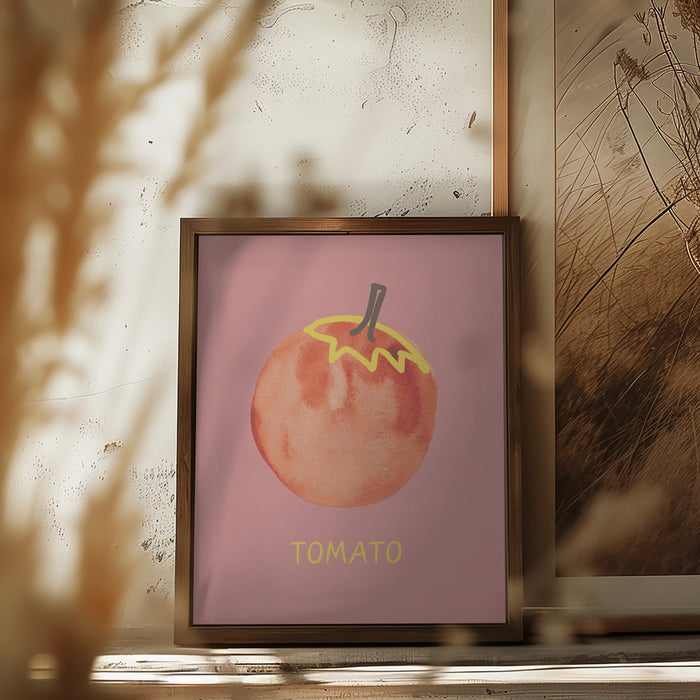Tomato in Pink Framed Art Modern Wall Decor