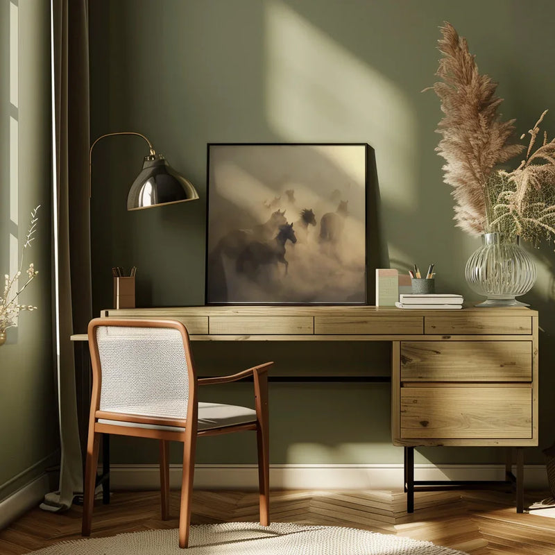 migration of horses Square Canvas Art  Hüseyin Taşkın 