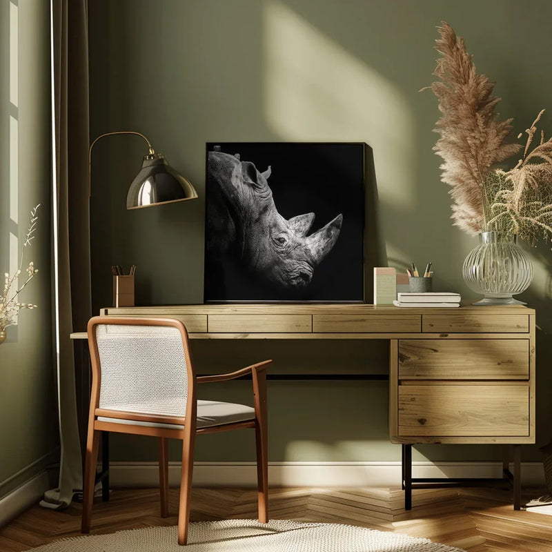 Rhino by Christian Meermann Square Canvas Print Art for Modern Home Decor. Decorate your office or living room with canvas artwork
