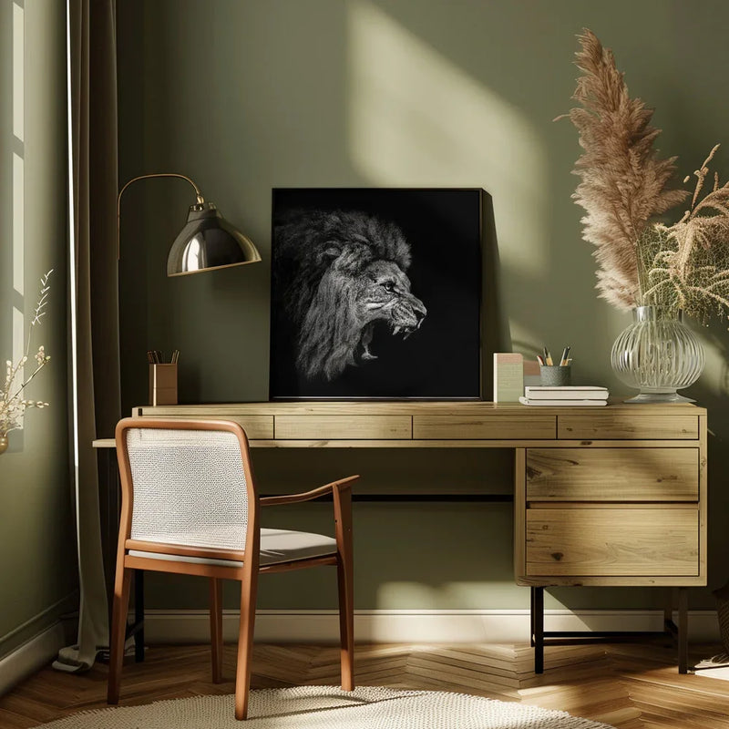 Roaring Lion #2 Square Canvas Art  Christian Meermann 