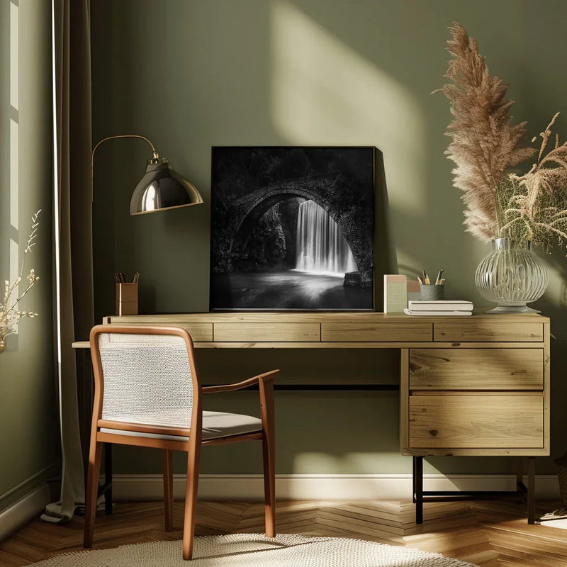 Paleokaria Waterfall by George Digalakis Square Canvas Print Art for Modern Home Decor. Decorate your office or living room with canvas artwork