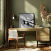 A jetty in a lake by Fred Louwen Square Canvas Print Art for Modern Home Decor. Decorate your office or living room with canvas artwork