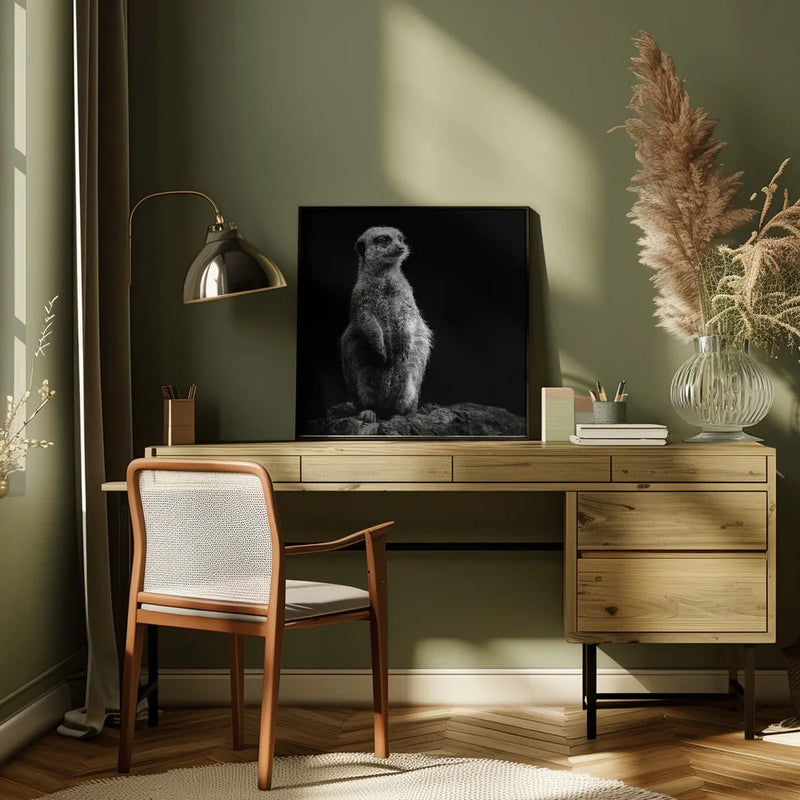 Meerkat by Christian Meermann Square Canvas Print Art for Modern Home Decor. Decorate your office or living room with canvas artwork