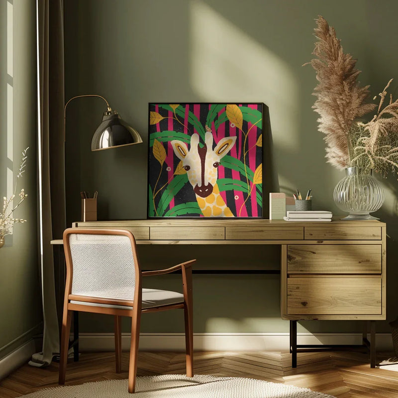 Giraffe-Animal Trilogy Square Canvas Art  Shriya Bhattacharya 