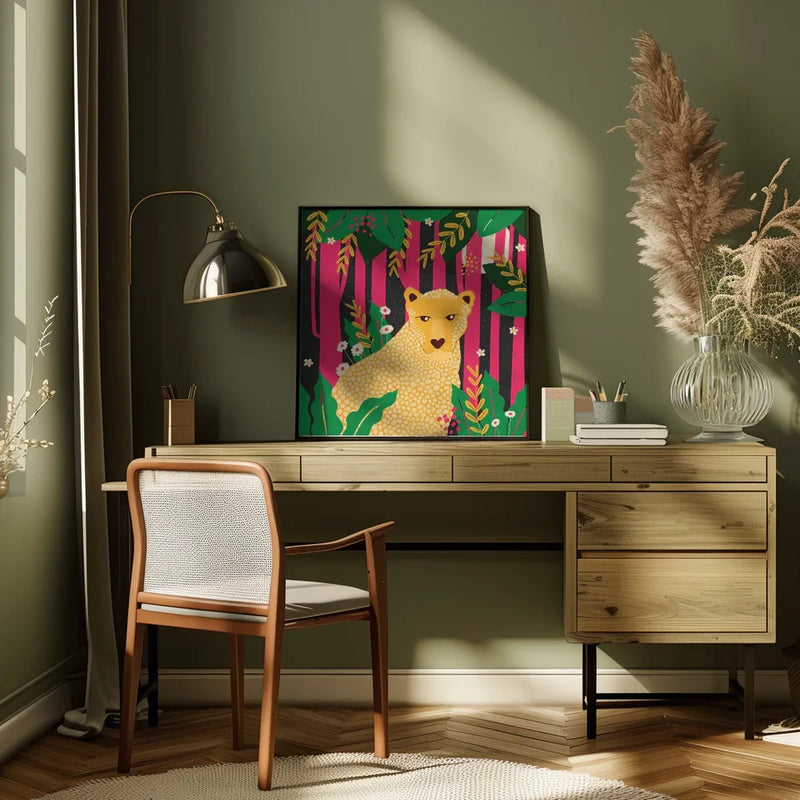 Leopard-Animal Trilogy Square Canvas Art  Shriya Bhattacharya 