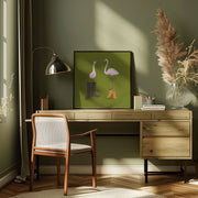 Fashion Flamingos Square Canvas Art  Florent Bodart 