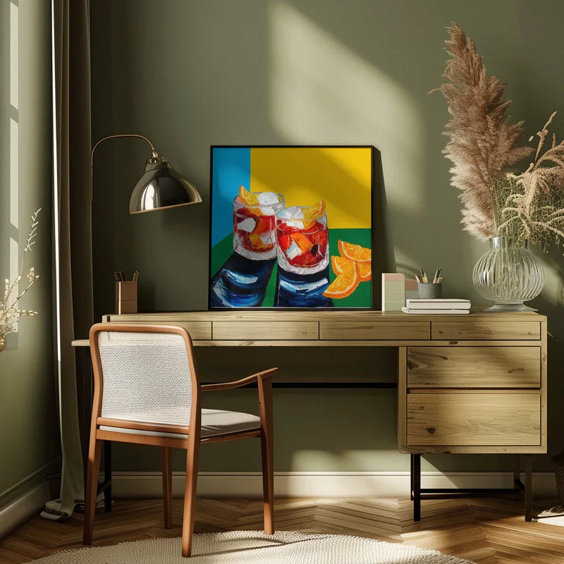 Negronis No2 by Alice Straker Square Canvas Print Art for Modern Home Decor. Decorate your office or living room with canvas artwork